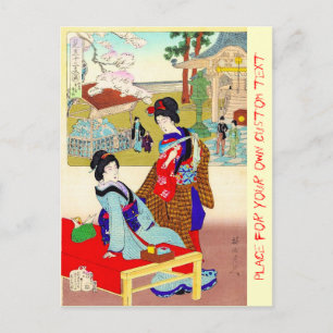 Carte Postale Cool oriental japonais classique geisha lady art