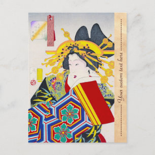 Carte Postale Cool oriental japonais classique geisha lady art