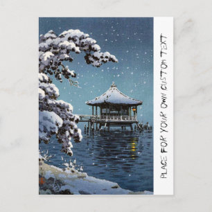 Carte Postale Cool oriental japonais côté fleuve hiver scène art