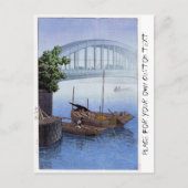 Carte Postale Cool oriental japonais Kawase pont bateau dans le  (Devant)