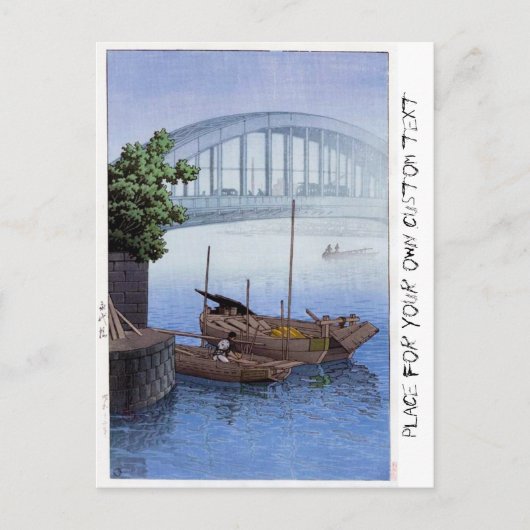 Carte Postale Cool oriental japonais Kawase pont bateau dans le  (Devant)