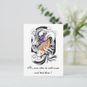 Carte Postale Cool Oriental Koi Carp tatouage crâne (Debout devant)