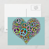 Carte Postale Cool Peace Love Heart (Devant / Derrière)