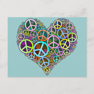 Carte Postale Cool Peace Love Heart