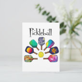 Carte Postale Cool Pickleball Paddle Sports Rainbow (Debout devant)