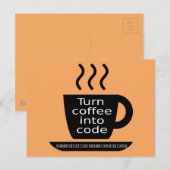 Carte Postale Cool Programmeur Geek Addiction au café (Devant / Derrière)