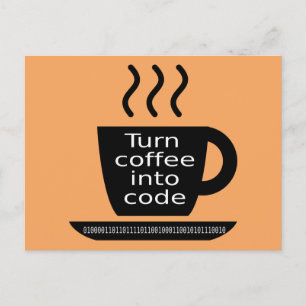 Carte Postale Cool Programmeur Geek Addiction au café