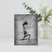 Carte Postale Cool punk zombie gris fissuré mur noir gris (Debout devant)