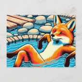 Carte Postale Cool Red Fox in a Hotspring Pool (Devant)