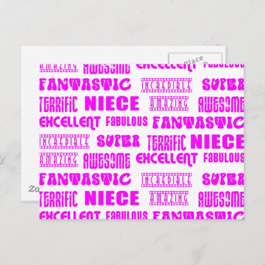 Carte Postale Cool rose moderne Design 4 Nièces Positifs Mots (Devant / Derrière)