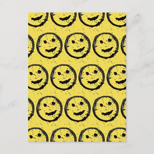 Carte Postale Cool Sardé Joyeux visage souriant motif jaune (Devant)