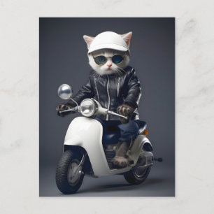 Carte Postale Cool Scooter Kitty Félicitations