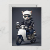 Carte Postale Cool Scooter Kitty Félicitations (Devant / Derrière)