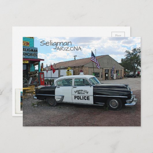 Carte postale cool Seligman Route 66 ! (Devant / Derrière)