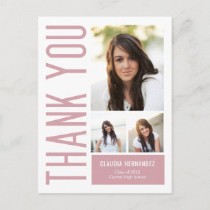 Carte Postale Cool simple Editable Couleur Merci de graduation P