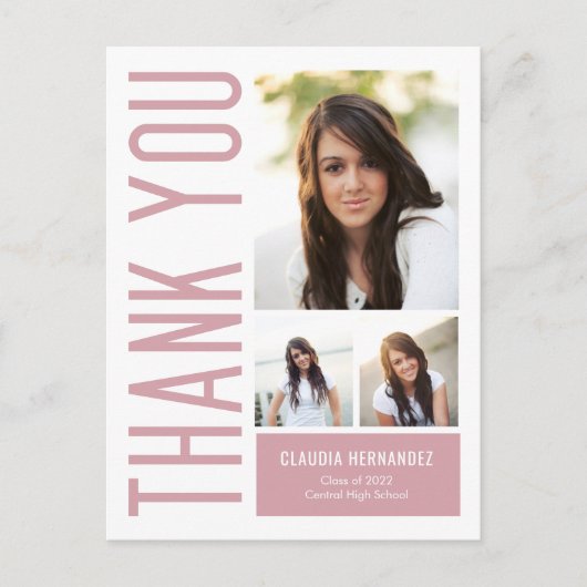 Carte Postale Cool simple Editable Couleur Merci de graduation P (Devant)
