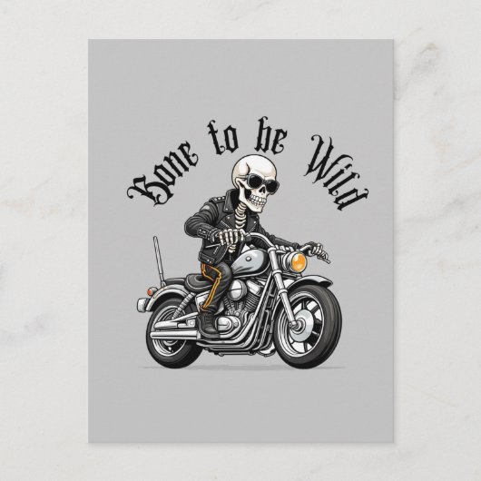 Carte Postale Cool Skeleton Bone to be Wild Riding a Motorcycle (Devant)