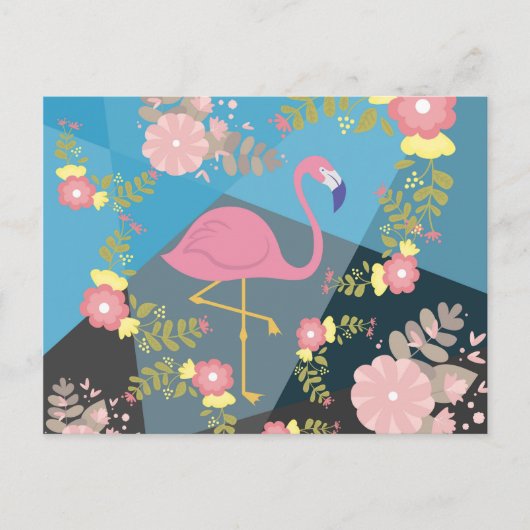 Carte Postale Cool tendance chic mignon rose fille Flamant rose  (Devant)