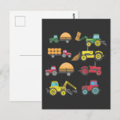 Carte Postale Cool Tracteur Dessin Agritourisme agricole (Devant / Derrière)