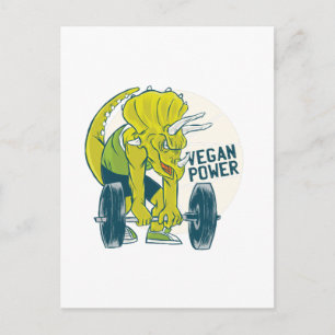 Carte Postale COOL VEGAN Tricératops Dinosaure Poids