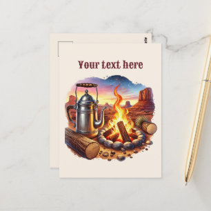 Carte Postale Cool Western campfire ajouter un message