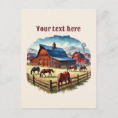 Carte Postale Cool Western cheval ranch ajouter le message (Devant)
