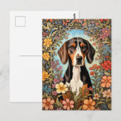 Carte Postale Coonhound Élégant Fleur Colorée (Devant / Derrière)