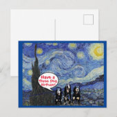 Carte Postale Coonhound Starry Night, 3e Anniversaire de chien e (Devant / Derrière)