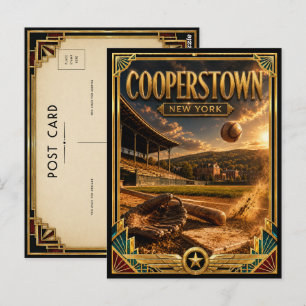 Carte Postale Cooperstown New York Art Déco vintage Âge d'or