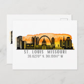 Carte Postale Coordinates de St. Louis Skyline (Devant / Derrière)