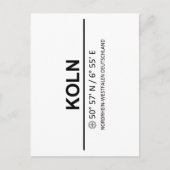 Carte Postale Coordinates Koln (Devant)