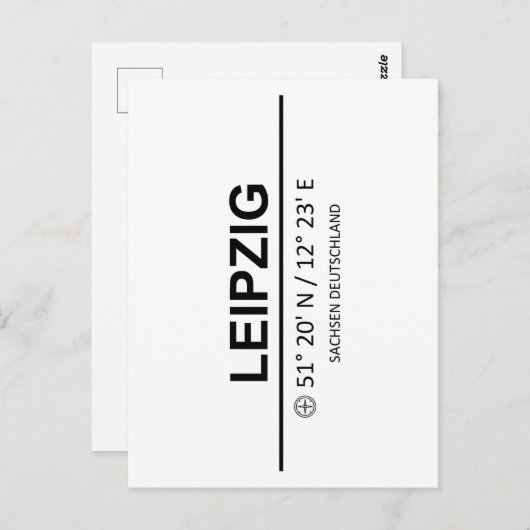 Carte Postale Coordinates Leipzig (Devant / Derrière)