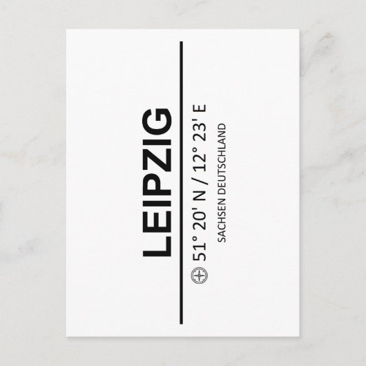 Carte Postale Coordinates Leipzig (Devant)