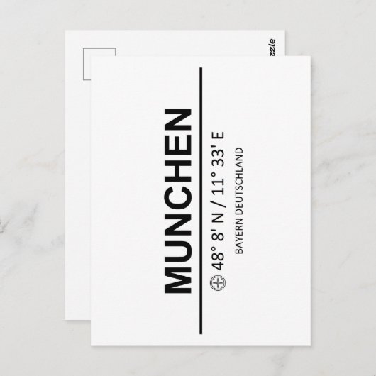 Carte Postale Coordinates Munchen (Devant / Derrière)
