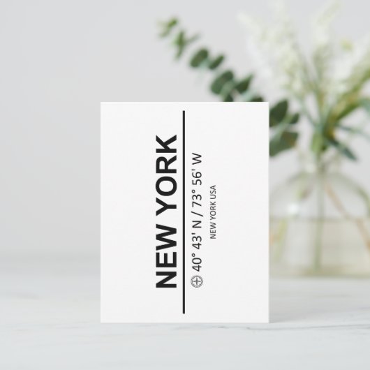 Carte Postale Coordinates New York (Debout devant)