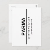 Carte Postale Coordinates Parma (Devant / Derrière)