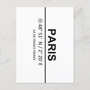 Carte Postale Coordonnées Paris - Coordonnées Paris