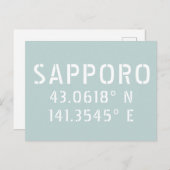 Carte Postale Coordonnées Sapporo Latitude & Longitude (Devant / Derrière)