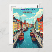 Carte Postale Copenhagen Danemark Art Vintage voyage Imprimer -  (Devant / Derrière)