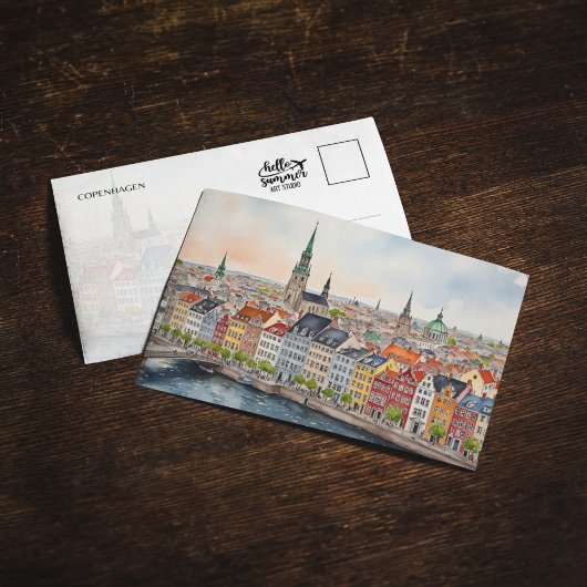 Carte Postale Copenhagen Danemark Watercolor