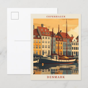 Carte Postale Copenhague Danemark Art Vintage voyage élégant