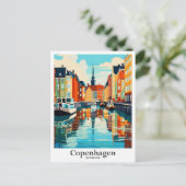Carte Postale Copenhague Danemark Art Voyage Illustration Vintag (Debout devant)