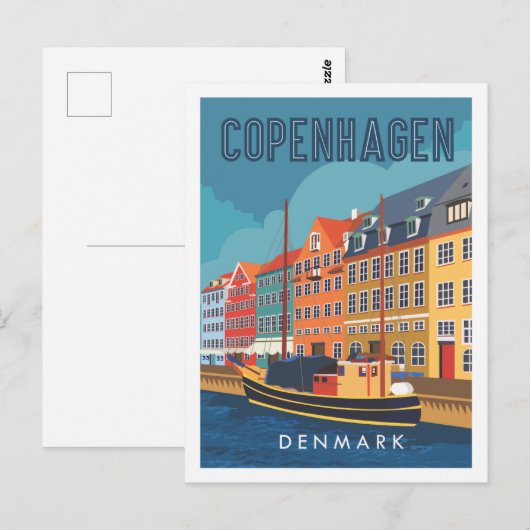 Carte Postale Copenhague Danemark Illustration des lieux de voya (Devant / Derrière)