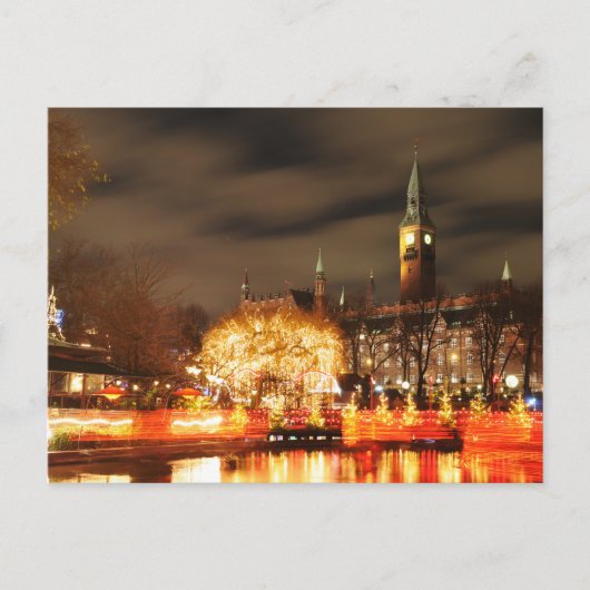 Carte Postale Copenhague, Danemark la nuit (Devant)