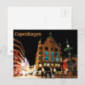 Carte Postale Copenhague, Danemark la nuit (Devant / Derrière)