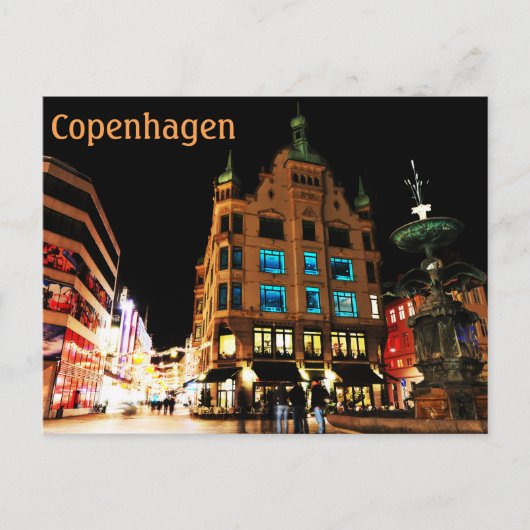 Carte Postale Copenhague, Danemark la nuit (Devant)