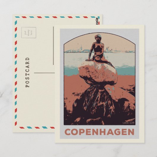 Carte Postale Copenhague Danemark, La statue de la Petite Sirène (Devant / Derrière)