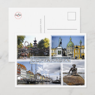 Carte Postale Copenhague - Danemark - Mosaïque -