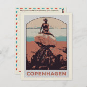 Carte Postale Copenhague Danemark, statue de la Petite Sirène (Devant / Derrière)
