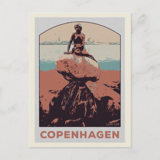 Carte Postale Copenhague Danemark, statue de la Petite Sirène (Devant)